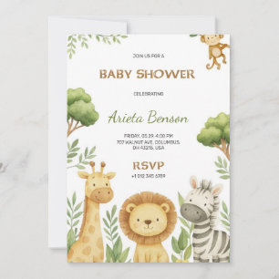 Baby-Shower-Einladung mit süßem Tier-Motiv Einladung
