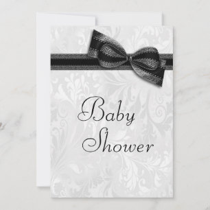 Baby-Shower-Einladung mit weißem Damast und künstl Einladung
