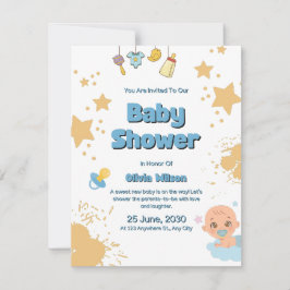 Baby Shower Einladung Neutral Beige Moderner Stil