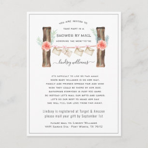 Baby Shower Einladung per Post für weit entfernte  Postkarte