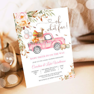 Baby-Shower-Einladung Pinker LKW Einladung