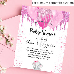 Baby Shower Einladung rosa Elefant Mädchen Budget
