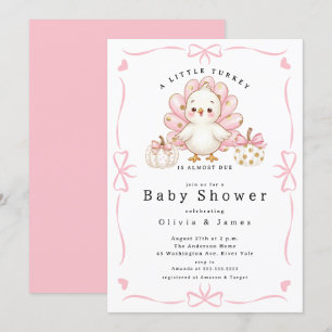 Baby-Shower-Einladung Rosa Kleiner Truthahn Einladung