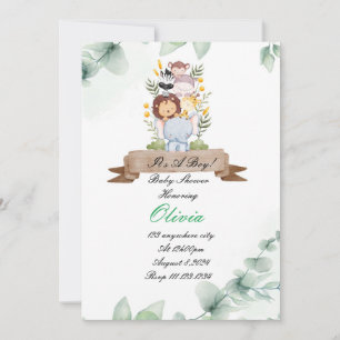 BABY SHOWER EINLADUNG SAFARI TIERKARTE