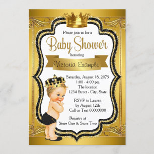 Baby-Shower-Einladung 'Schwarzes Gold Blonder Prin Einladung