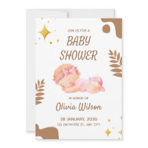 Baby Shower Einladung Soft Pink Ästhetik