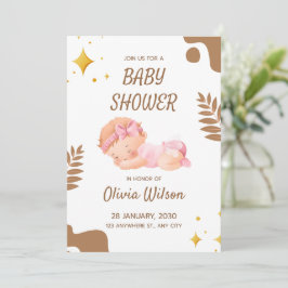 Baby Shower Einladung Soft Pink Ästhetik