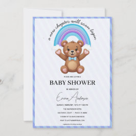 Baby Shower Einladung Teddy Bär Regenbogen Süß Neu