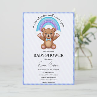 Baby Shower Einladung Teddy Bär Regenbogen Süß Neu