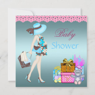 Baby Shower Einladung Türkis Blau Rosa Geschenke B