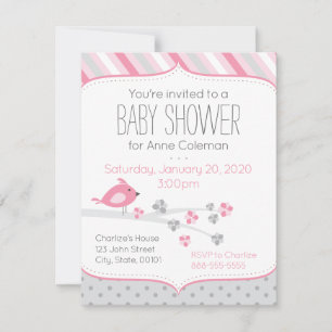 Baby Shower Einladung Vogel auf einem zweischalige