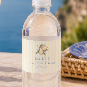 Baby-Shower-Einladung 'Zitronenpresse Gelbe Streif Wasserflaschenetikett