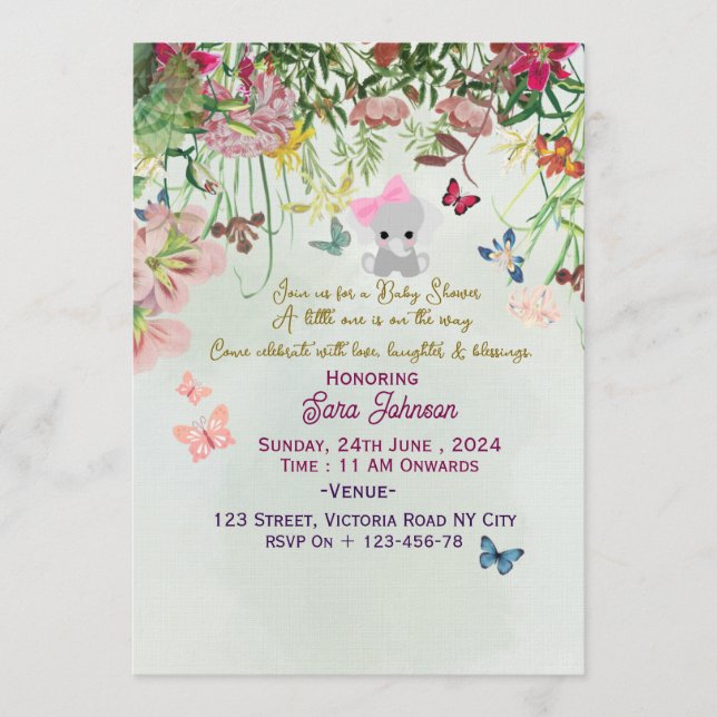 Baby Shower Einladungen  (Vorderseite)