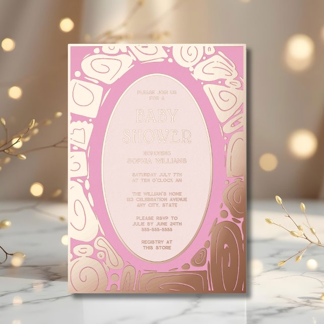 Baby Shower Einladungen Foil Funky Pink Rose Gold (Von Creator hochgeladen)