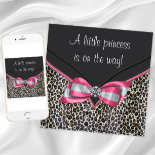 Baby-Shower-Einladungen Prinzessin Rosa Leopard Einladung