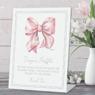 Baby-Shower-Einlagekarte mit rosa Schleife Toilett Sockelschild