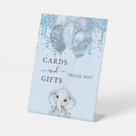 Baby Shower Elefant Junge blauen Ballons Karten Ge Sockelschild