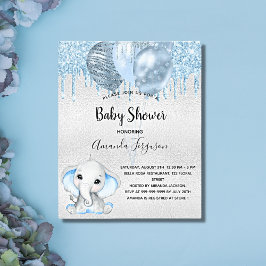 Baby Shower Elefant Junge Blue Einladung Flyer