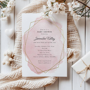 Baby Shower, Elegantes Rosa-Aquarell  Einladung