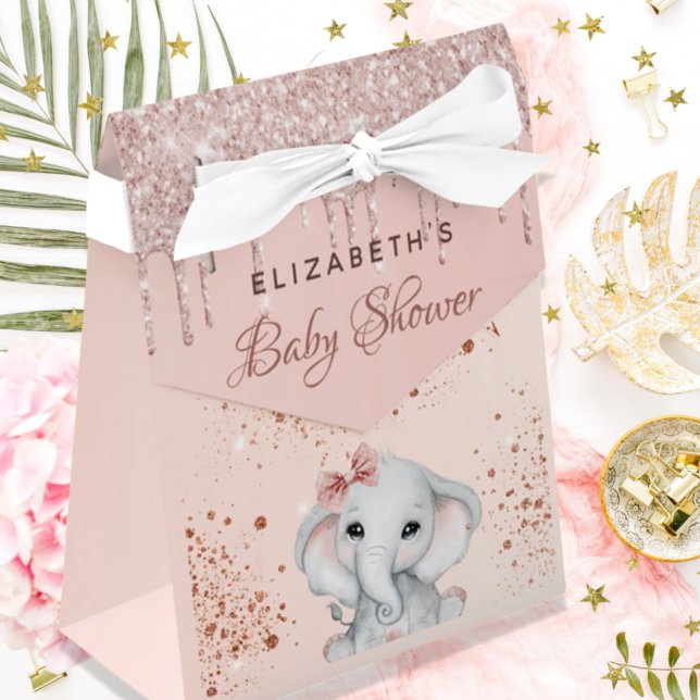 Baby Shower elephant rosa gold blush pink glitter Geschenkschachtel (Von Creator hochgeladen)
