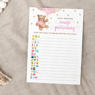 Baby Shower Emoji Pictionary Spiel Teddy Bear Kart Einladung