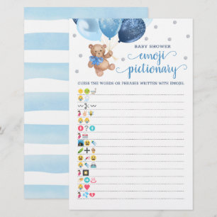 Baby-Shower-Emoji-Pictionary-Spiel Teddybär-Thema