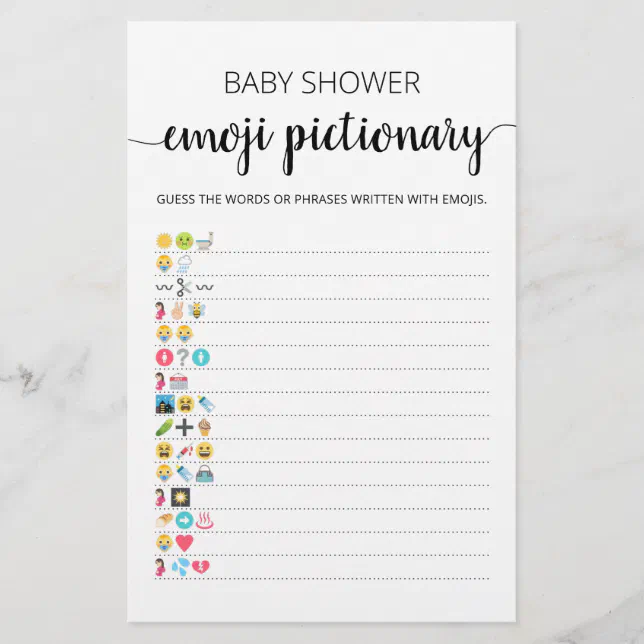 Baby Shower Emoji Pictionary with Answers Spiel Zazzle.at