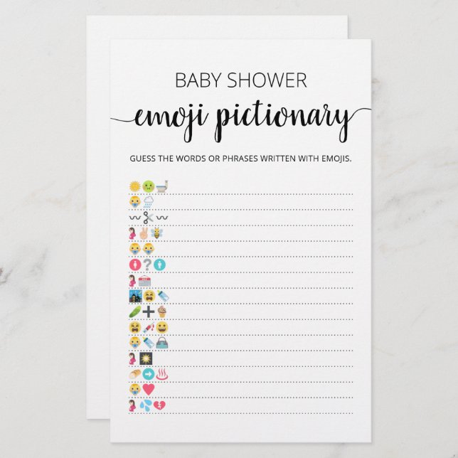 Baby Shower Emoji Pictionary with Answers Spiel Zazzle.at