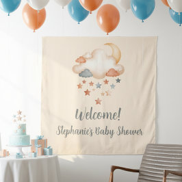 Baby-Shower-Empfangsbanner - Mond & Sterne Wanddek Wandteppich