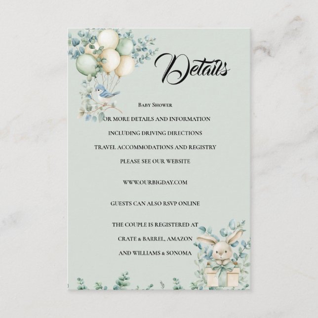 Baby shower Enclosure Card Details Begleitkarte (Vorderseite)