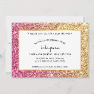 BABY SHOWER ERMÖGLICHT glamourösen goldrosa Glitze Einladung