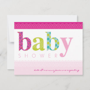 BABY SHOWER ERSUCHT :: Baby gemustert letters 3L Einladung