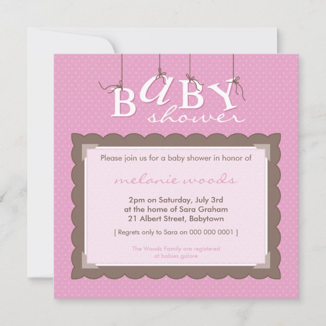 BABY SHOWER ERSUCHT :: Baby letters 4SQ Einladung (Vorderseite)