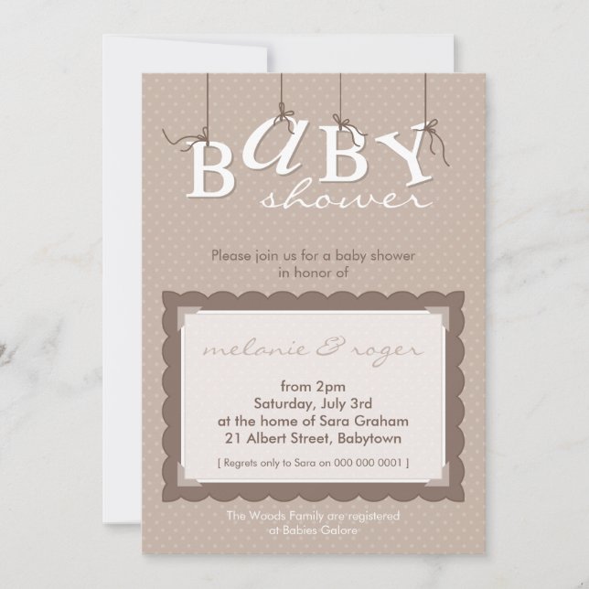 BABY SHOWER ERSUCHT :: Babybriefe 3P Einladung (Vorderseite)