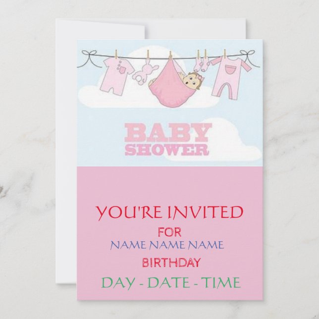 BABY SHOWER ERSUCHT EINLADUNG (Vorderseite)