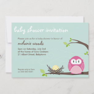 BABY SHOWER ERSUCHT :: Eule + Nest 1L Einladung