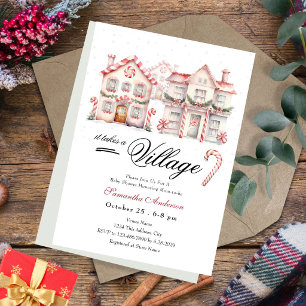 Baby Shower Es braucht ein Dorf Winter Einladung