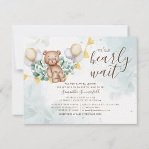 Baby-Shower-Eukalyptus-Blattwerk und Bär Einladung