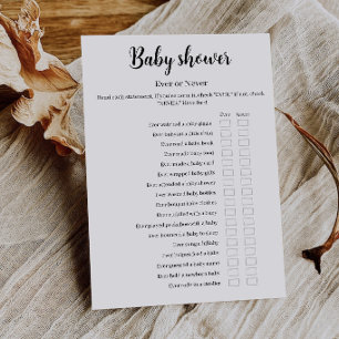 Baby-Shower Ever oder Never Spiel, Druckbar Einladung