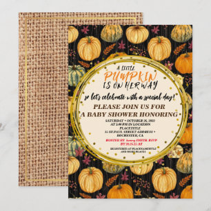Baby Shower Fall Pumpkin Rustic Burlap Wood unisex Einladung