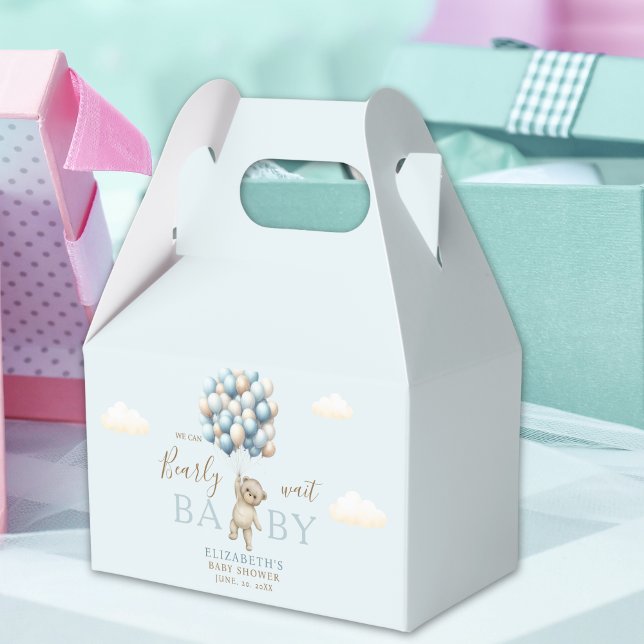 Baby Shower Favor Box – Cute Bear with Balloons –  Geschenkschachtel (Von Creator hochgeladen)