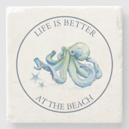 Baby Shower Favors Beachy Blue Octopus Steinuntersetzer