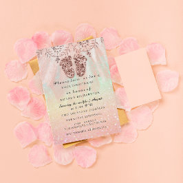 Baby Shower Feet Girl Boy Royal Rose Glitzer Lace Einladung