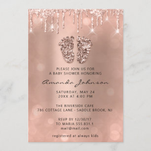 Baby Shower Feet Glitzer Rose Glitzer Boy Girl Einladung