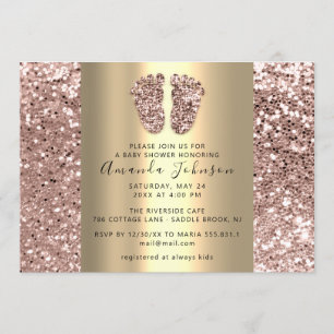 Baby Shower Feet Glitzer Rose Glitzer GoldBoy Girl Einladung
