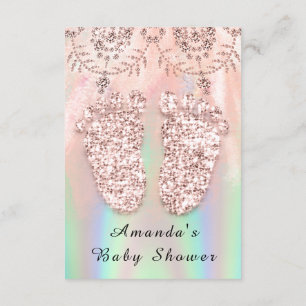Baby Shower Feet Silver Girl Boy Royal Holographic Einladung