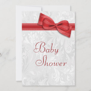 Baby-Shower-Feier mit weißem Damast und künstliche Einladung