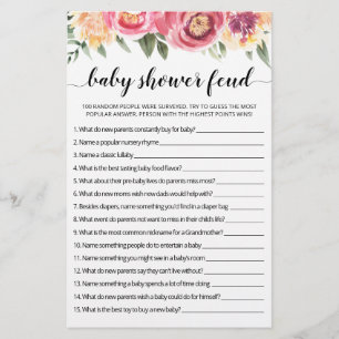 Baby Shower Feud Spiel mit Antworten