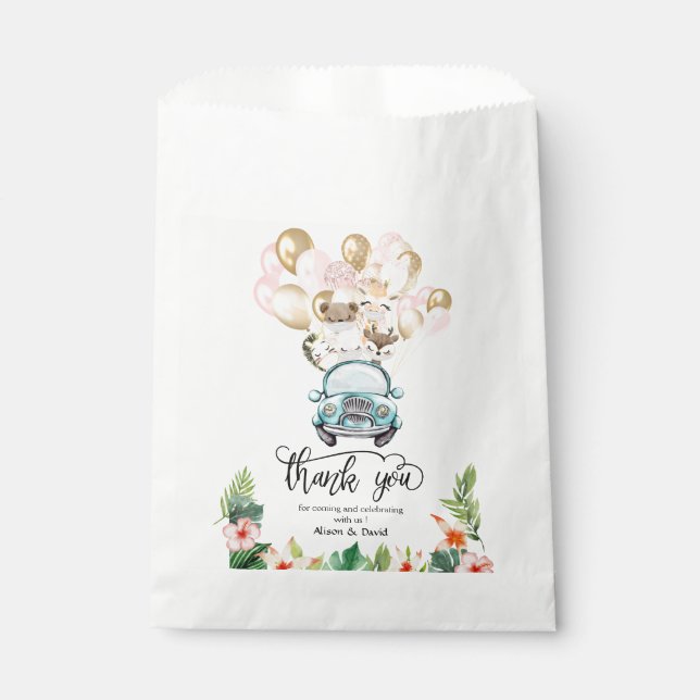 Baby Shower Fevor Bags | Safari Friends Drive By Geschenktütchen (Vorderseite)