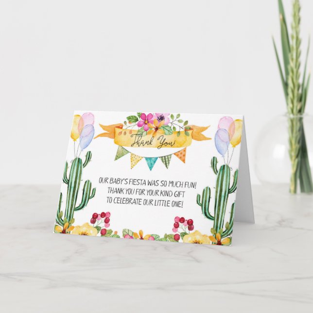 Baby Shower Fiesta Vielen Dank Karte (Vorderseite)